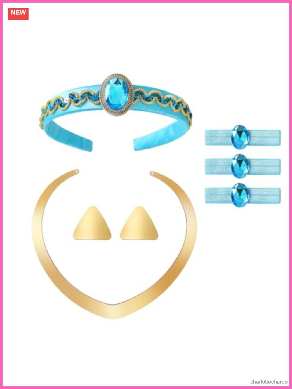 Princess Costume Accessories Set Women Headband Necklace Earrings Hair Ties